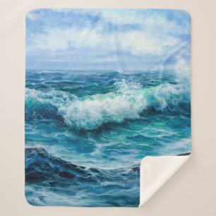 Manta Sherpa Olas en el océano. Impresionismo moderno, modernis