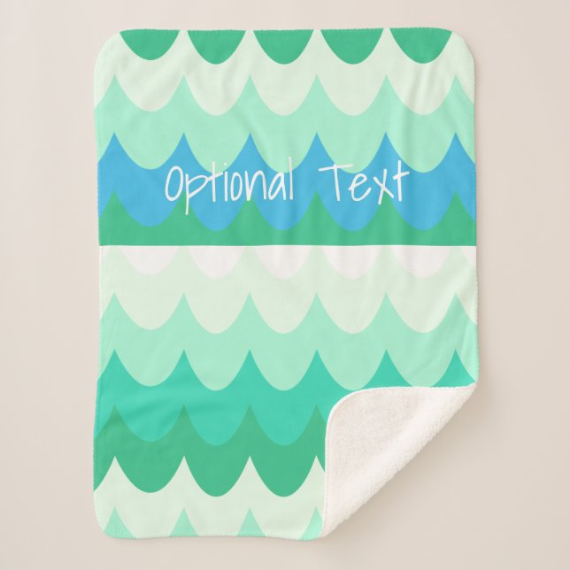 Manta Sherpa Olas marinas azules, verdes y Verde azuladas (Anverso)