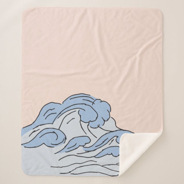 Manta Sherpa Olas Océanas Océanas rosas/azules Estéticas Con Pl (Anverso)