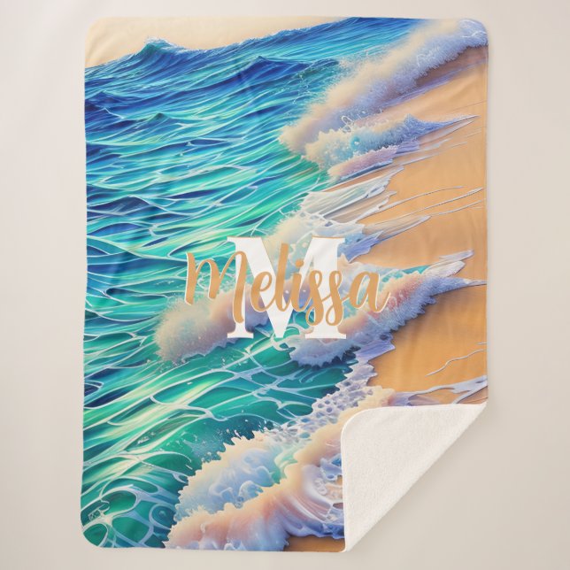 Manta Sherpa Olas oceánicas de belleza de la naturaleza monográ (Anverso)