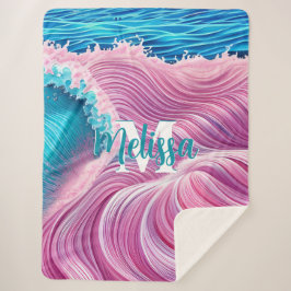 Manta Sherpa Olas rosas en el Monograma Beach II