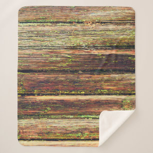 Manta Sherpa Old wooden background painted green paint with cra