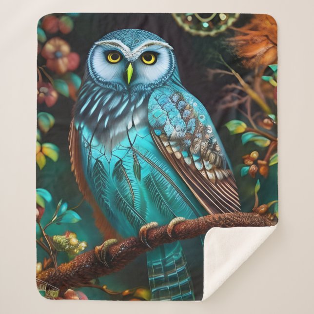 Manta Sherpa Oleus turquesa (Anverso)