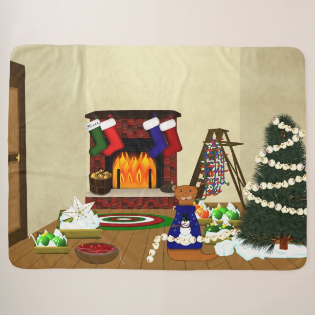 Manta Sherpa Oliver decora para Navidad (Anverso (horizontal))