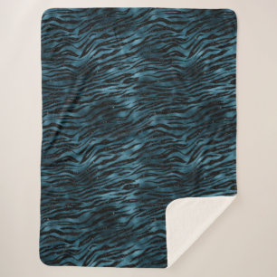Manta Sherpa Ombre de impresión de cebra negra azul