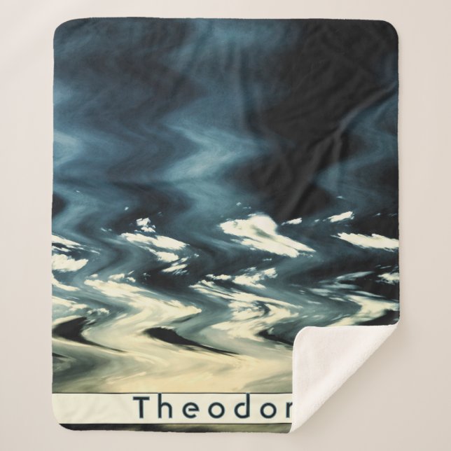 Manta Sherpa Onda abstracta personalizada Blue Sunset (Anverso)