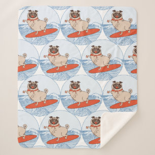 Manta Sherpa Onda montando perro de cerdo feliz en la banda de 