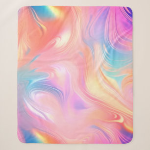 Manta Sherpa Ondas abstractas de neón rosa azul amarillo de mod