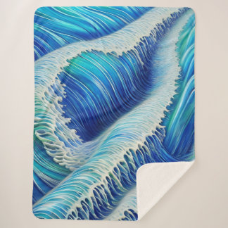 Manta Sherpa Ondas azules abstractas de Guay