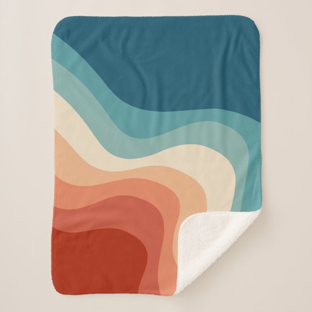 Manta Sherpa Ondas de estilo retro (Anverso)