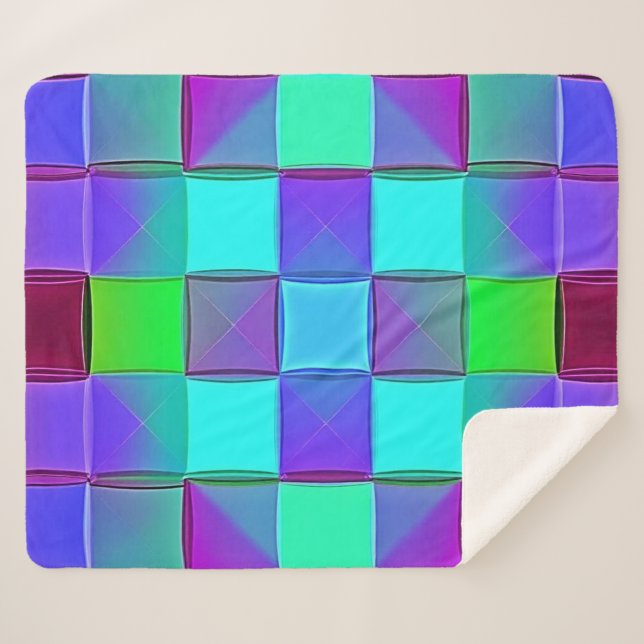 Manta Sherpa Ondas de luz geométrica vibrante (Anverso (horizontal))