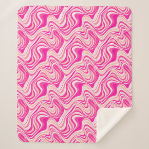 Manta Sherpa Ondas Groovy De Color Rosado Caliente, Bañeras De 