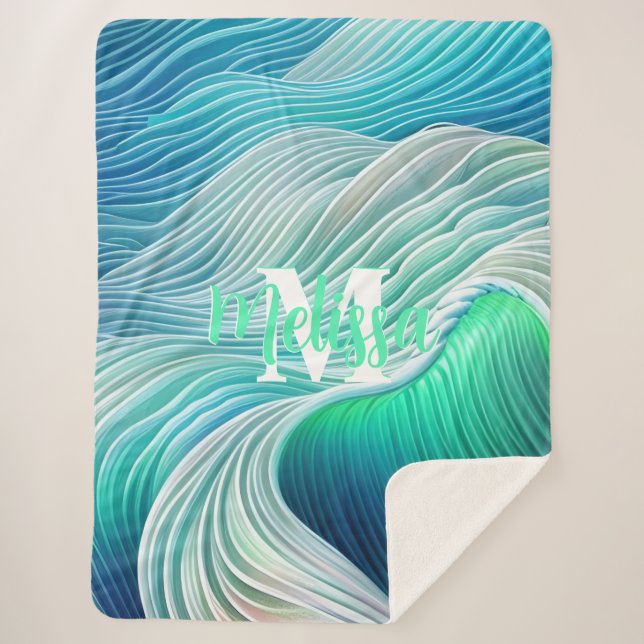 Manta Sherpa Ondas Pastel Pastel Ocean (Anverso)