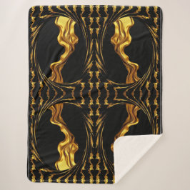 Manta Sherpa Opulent Swirl Liquid Gold Black Monochrome Luxury