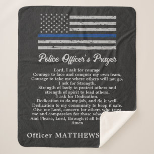 Manta Sherpa Oración de oficial de policía, delgada línea azul