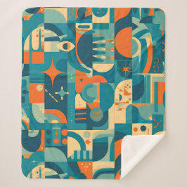 Manta Sherpa Orange and Teal Geometric Abstract