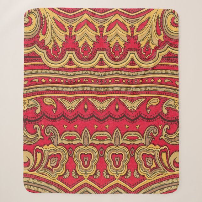 Manta Sherpa Oriental decor closeup. (Anverso)