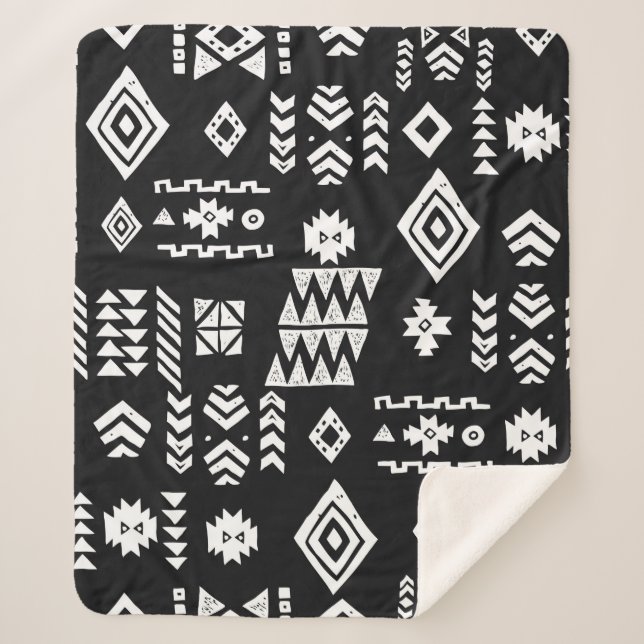 Manta Sherpa Origen étnico tribal. Geomet primitivo y elegante (Anverso)