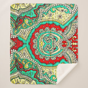 Manta Sherpa Ornamento arabesco neón: estilo años 80.