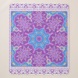 Manta Sherpa Ornamento colorido decorativo sobre fondo blanco,
