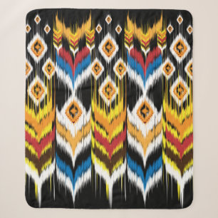 Manta Sherpa Ornamento de folclore geométrico Ikat. Etnia triba