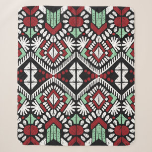 Manta Sherpa Ornamento de folclore geométrico Ikat. Etnia triba