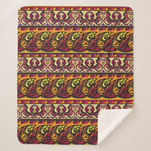 Manta Sherpa Ornamento étnico a rayas y sin costura. Floral 