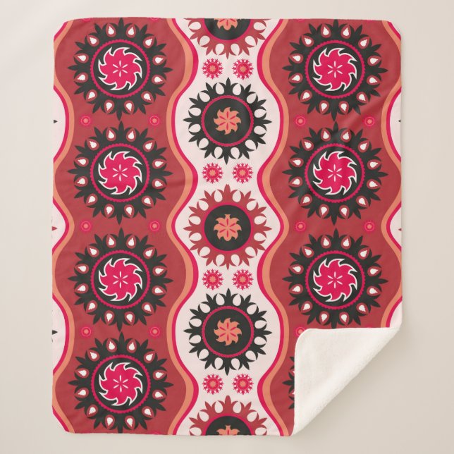 Manta Sherpa Ornamento oriental tradicional sin fisuras (Anverso)