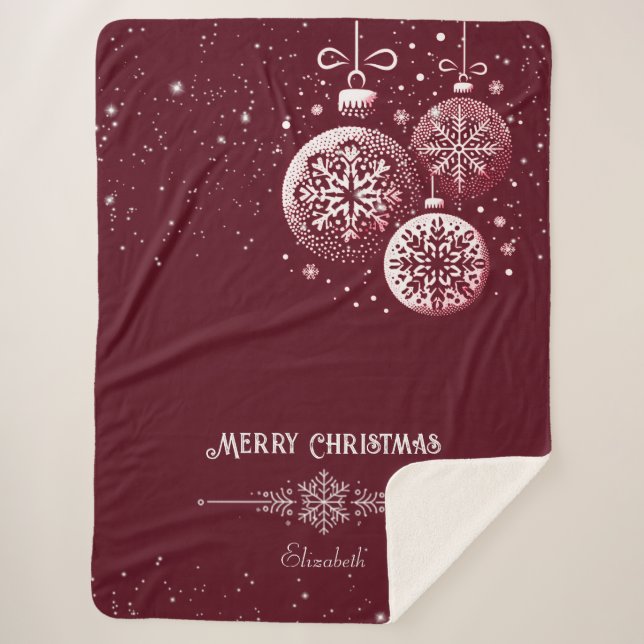 Manta Sherpa Ornamentos de copos de nieve de navidad (Anverso)