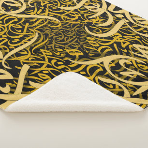Manta Sherpa oro de las letras árabes