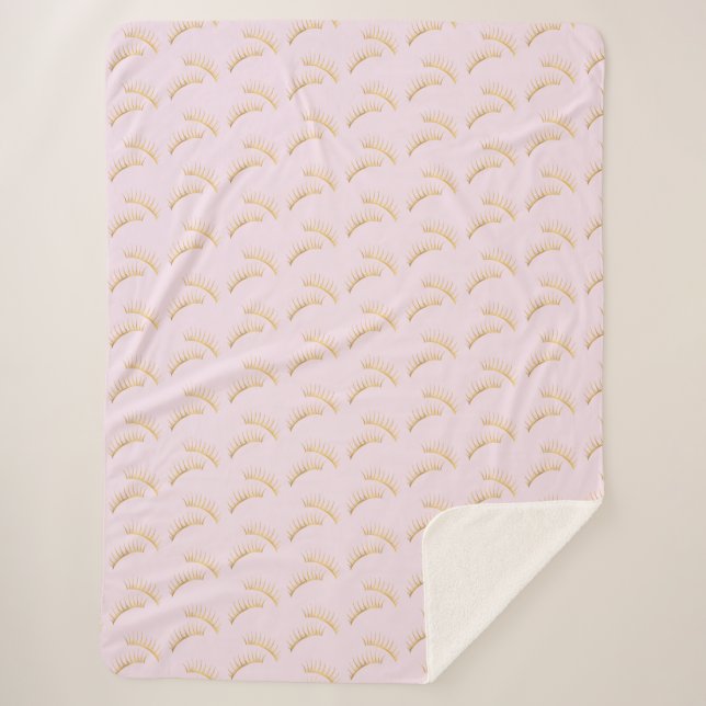 Manta Sherpa Oro Glam Pink Eyelashes (Anverso)