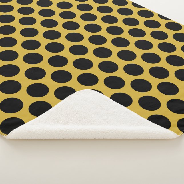 Manta Sherpa Oro metálico con estilo de punto negro (3/4)