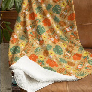 Manta Sherpa Oro Tropical Tiki Hawái