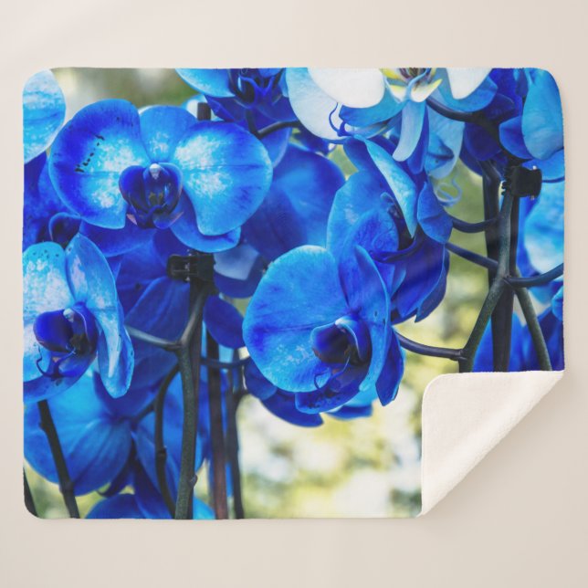 Manta Sherpa Orquídeas azules (Anverso (horizontal))
