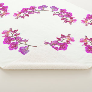 Manta Sherpa Orquídeas con fondo claro Gran Sherpa Blanket