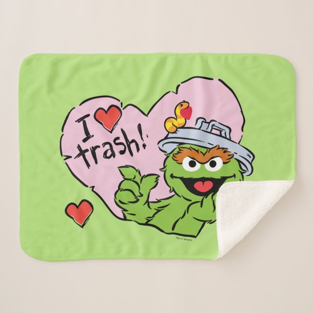 Manta Sherpa Oscar "I love Trash" Valentine (Anverso (horizontal))