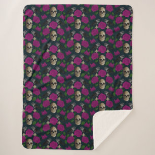 Manta Sherpa Oscuro Rosa gótico gótico grisáceo Vines Raven Sku