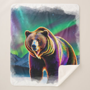 Manta Sherpa Oso Grizzly de Alaskan y luces del norte
