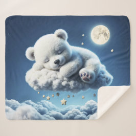 Manta Sherpa Oso mágico noche soñadora arte azul pastel