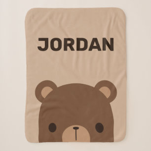 Manta Sherpa Oso marrón lindo con nombre personalizado