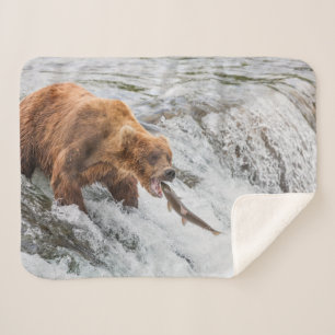 Manta Sherpa Oso pardo atrapa salmón rojo