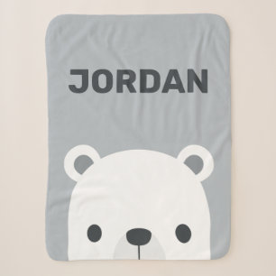 Manta Sherpa Oso polar pequeño y corto con nombre personalizado