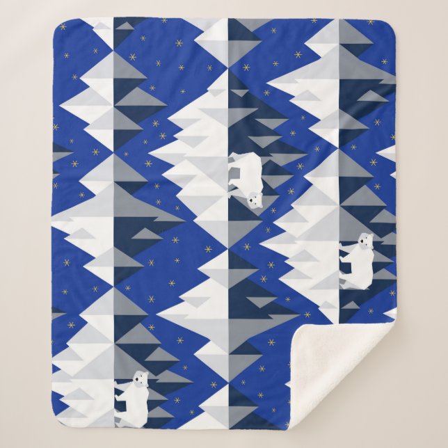 Manta Sherpa Oso Polar sobre el patrón Iceberg sin Marea. (Anverso)