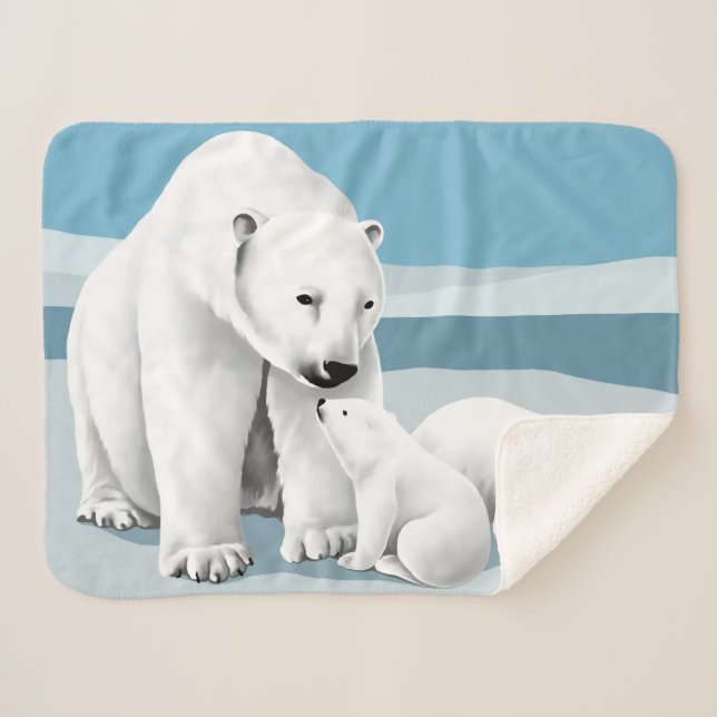 Manta Sherpa Oso polar y Cubs (Anverso (horizontal))