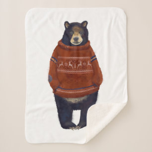 Manta Sherpa Oso rojo del suéter del reno