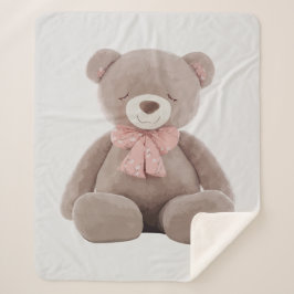 Manta Sherpa Oso rosa Cartoon