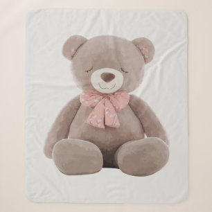 Manta Sherpa Oso rosa Cartoon
