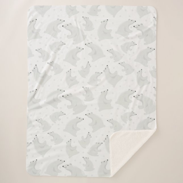 Manta Sherpa Osos Polares De Mano Con Invierno De Nieve (Anverso)