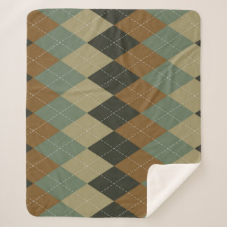 Manta Sherpa Otoño argelino: Moda Rhombus marrón-verde
