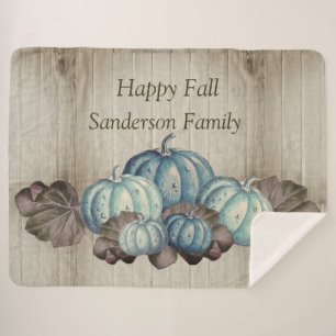 Manta Sherpa Otoño Caída Calabaza Azul Rústica Mera Gris Rú